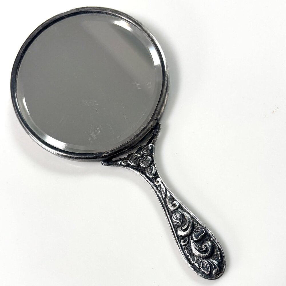Vintage Hans Jensen Denmark Silver Plated Hand Mirror Repoussé Stamped Danish - Picture 2 of 13